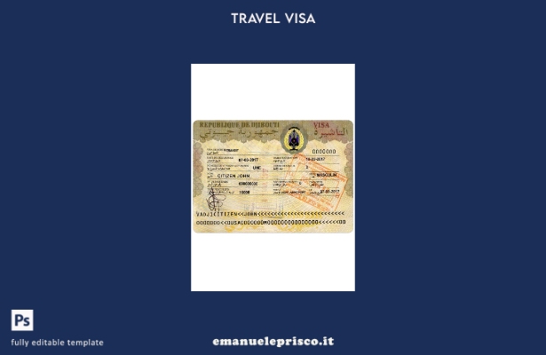 modello di visto di viaggio per Gibuti in stile verificato